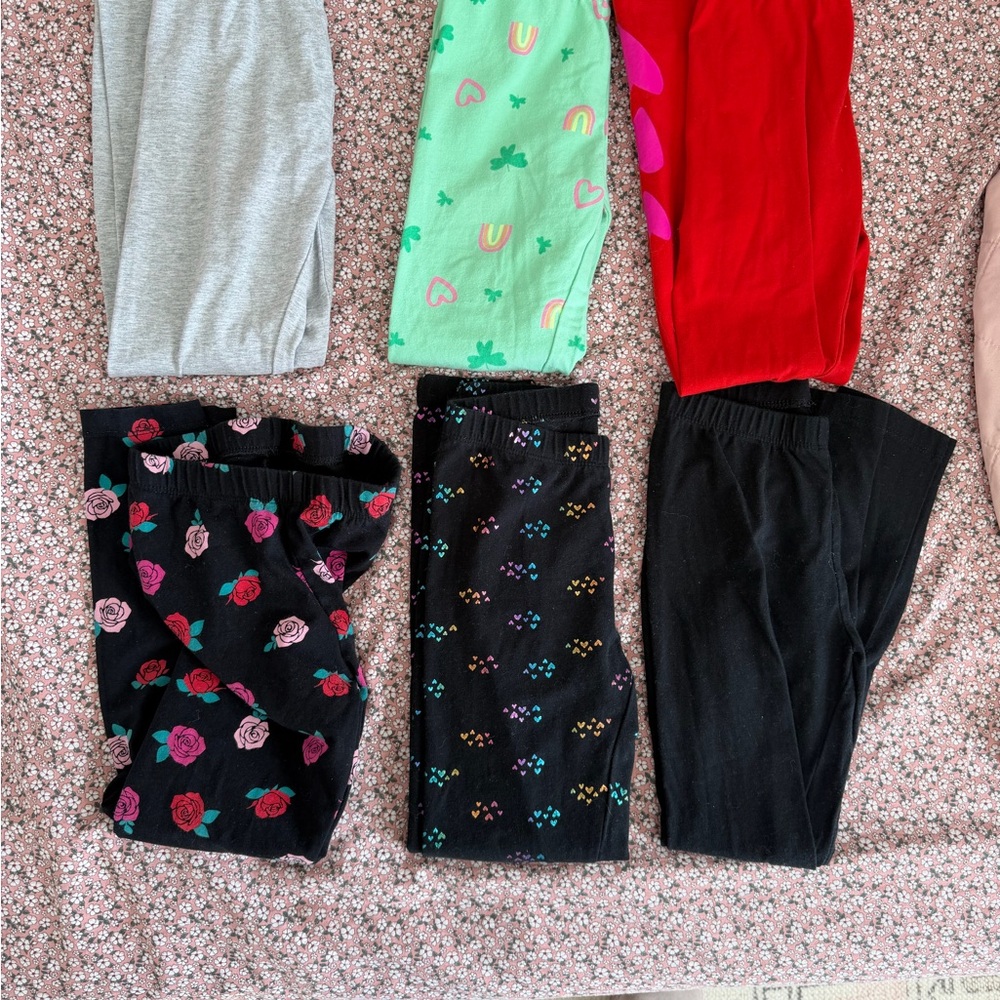 Cat & Jack Colorful Patterned Leggings Bundle 6/7 S